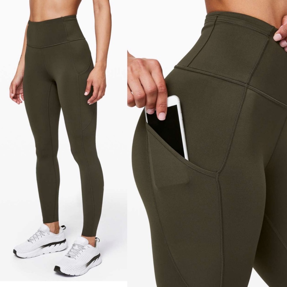 Lululemon Fast and Free Tight Dark Olive Size 6 31” inseam